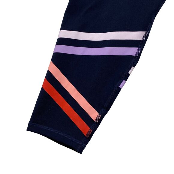 GAP FIT *NEW* GFast Navy Blue Crop Performance Knit Multi Stripe Legging Sz XL - Picture 3 of 8